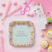 Blauwe pastel goud tweede barokke rococo verjaarda papieren bordje (Feest)