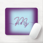 Blauwe Pastel Paarse minimale naam Monogram Muismat (Met muis)