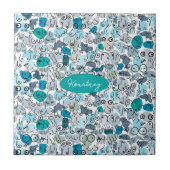 blauwe pastelborst tegeltje (Voorkant)