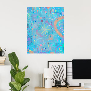Blauwe Pastels Droom Abstract Poster