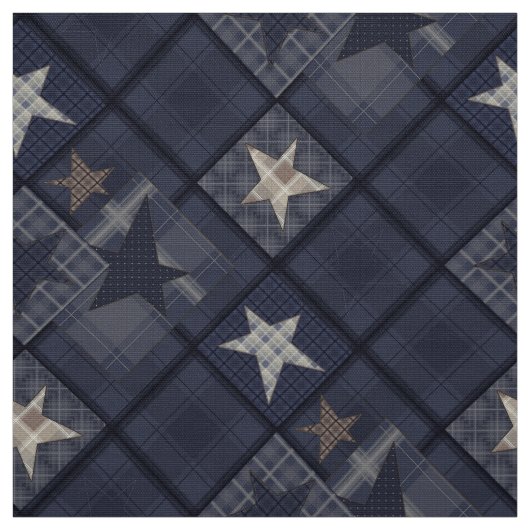 Blauwe patchwork stof (Swatch)