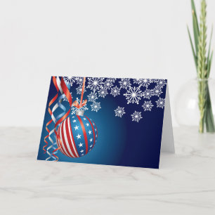 Blauwe Patriottische Kerstmis Feestdagen Kaart