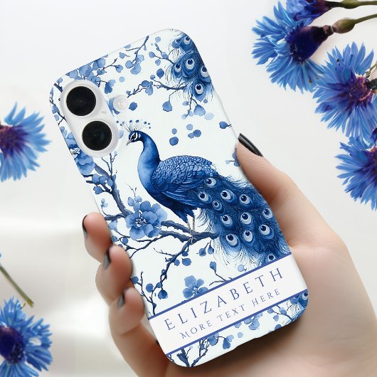  Blauwe Pauw Dutch Delft Floral Waterverf Case-Mate iPhone Case