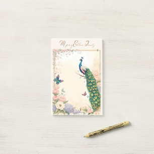 Blauwe pauw in Pastel Bloemtuin II Post-it® Notes