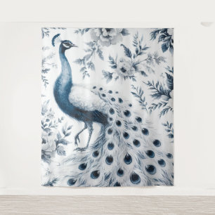 Blauwe pauw wandkleed