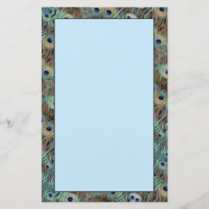 Blauwe Peacock Tail Feather Design Briefpapier She