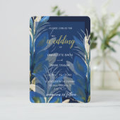 Blauwe peacock-veren laten Waterverf over Kaart (Staand voorkant)