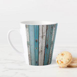 Blauwe Peeling Verf Houten Hek Latte Mok