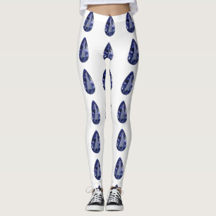 Blauwe peer patroon leggings