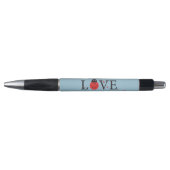 Blauwe pen met 'Love'-rood en zwart ladybugs-ontwe (Voorkant)