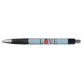 Blauwe pen met 'Love'-rood en zwart ladybugs-ontwe