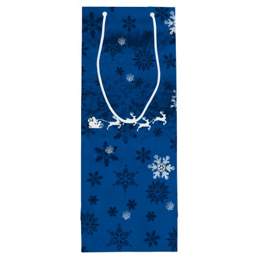 Blauwe pendelbuis en rendierwijn wijn cadeautas (Achterkant)