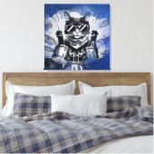 *~ Blauwe percussionist Cool Cat DRUMMER AP91 Canvas Afdruk (Insitu (Slaapkamer))