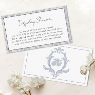 Blauwe Perfect Pear Display Douche Insteekkaart Informatiekaartje