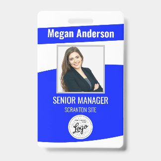 Blauwe Personeelsfoto Identificatiekaart Badge
