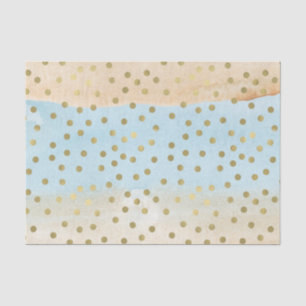 Blauwe perzik Waterverf Gouden Confetti Stippen St Tissuepapier