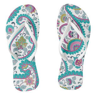 Blauwe Perzische Boteh Paisley Patroon vrouw Flip Teenslippers