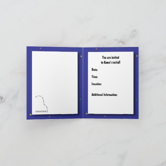 Blauwe Piano Overweging Uitnodiging (Binnen)