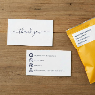 Blauwe pictogrammen dank u omslagkaart informatiekaartje