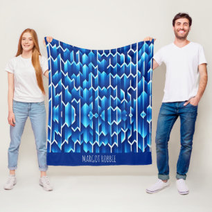 Blauwe pijlen en lijnen geometrisch patroon fleece deken
