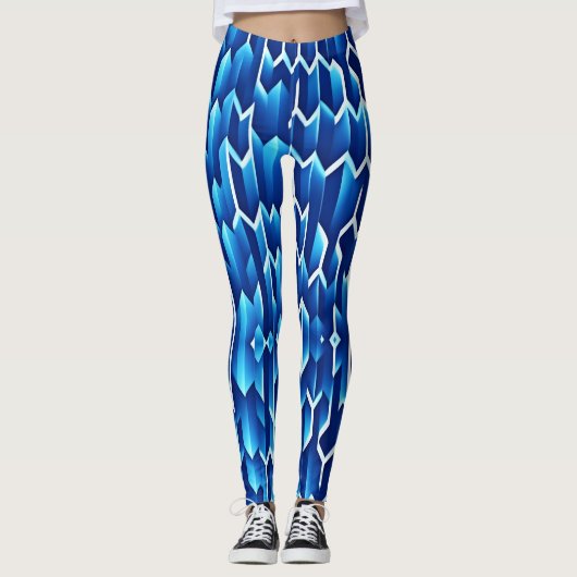 Blauwe pijlen en lijnen geometrisch patroon leggings (Voorkant)