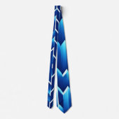 Blauwe pijlen en lijnen geometrisch patroon stropdas (Achterkant)