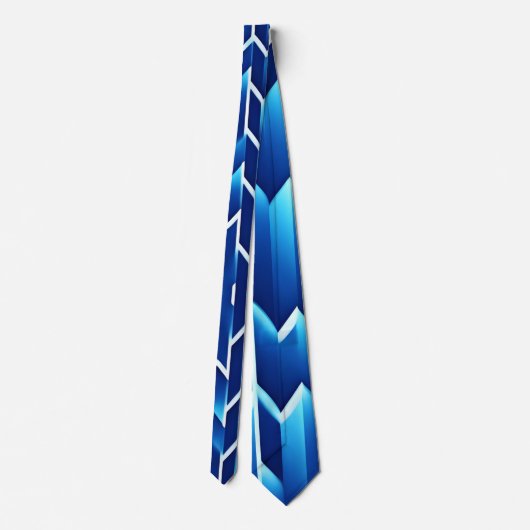 Blauwe pijlen en lijnen geometrisch patroon stropdas (Achterkant)