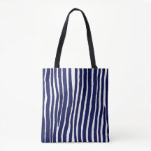 Blauwe pin streep geometrische patroon Canvas tas