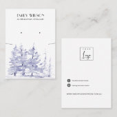 BLAUWE PINE TREE BOEST KETTING EARRING DISPLAY VISITEKAARTJE (Voorkant / Achterkant)