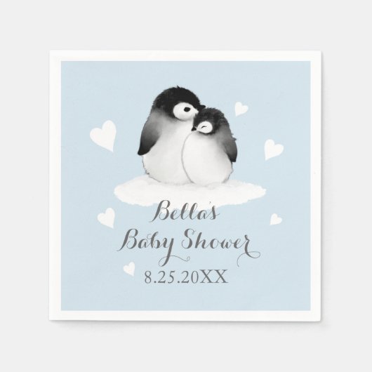 Blauwe pinguïn papieren servetten (Voorkant)