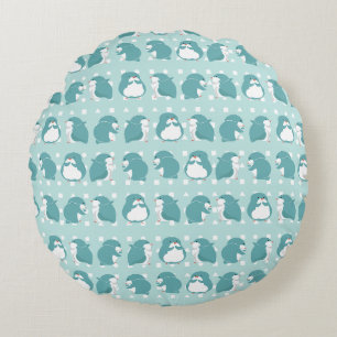 Blauwe Pinguïn patroon Rond Kussen
