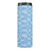 Blauwe pinguïnpatroonachtergrond thermosbeker (Achterkant)