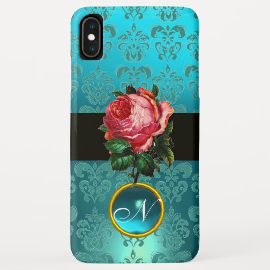 BLAUWE PINK ROSE BLAUW BLAUWGROEN DAMASKGEM MONOGR Case-Mate iPhone CASE (Achterkant)
