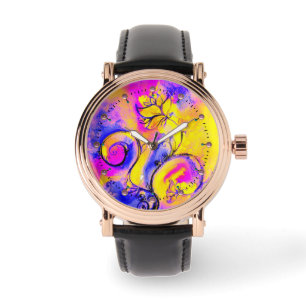 BLAUWE PINKGEEL WEEFSELS HORLOGE