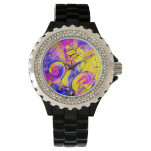 BLAUWE PINKGEEL WEEFSELS HORLOGE