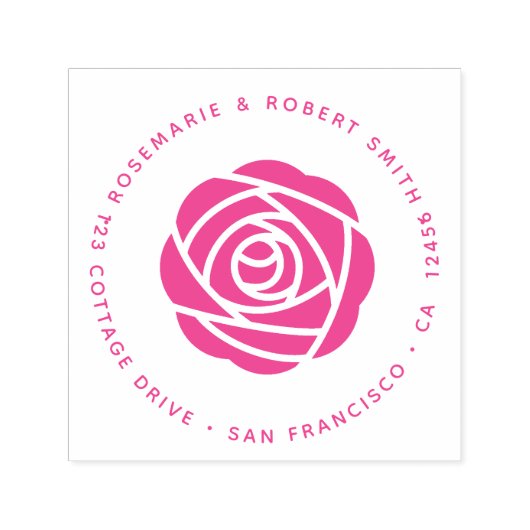 Blauwe Pioen Bloem Retouradres Ronde Bloemen Zelfinktende Stempel (Design)