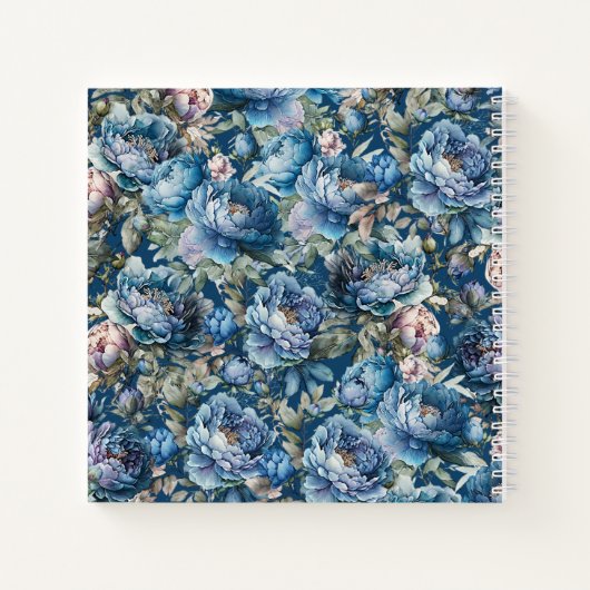 Blauwe pioen bloemenbrieven aan mijn dochter aande notitieboek (Achterkant)