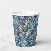 Blauwe pioen bloemmotief bloementuin papieren bekers (Achterkant)