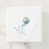 Blauwe Pioenrozen Mason Pot Bruiloft Feest Bedankjes Labels (In situ)