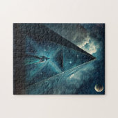 Blauwe piramide Surreal Visionary Art Legpuzzel (Horizontaal)