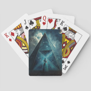 Blauwe piramide Surreal Visionary Art Pokerkaarten