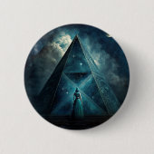 Blauwe piramide Surreal Visionary Art Ronde Button 5,7 Cm (Voorkant)