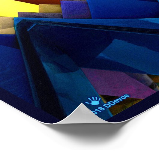 Blauwe piramiden en rism poster (Hoek)