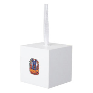 Blauwe Pitbull Halloween Pompoenen Herfstbladeren  Kubus Ornament