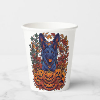 Blauwe Pitbull Halloween Pompoenen Herfstbladeren  Papieren Bekers
