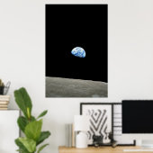 blauwe planeet van maanruimte poster (Thuiskantoor)