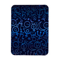 Blauwe planetaire symbolen mystieke universum plan
