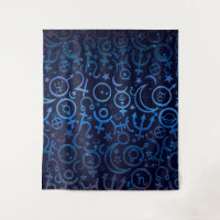 Blauwe planetaire symbolen mystieke universum plan