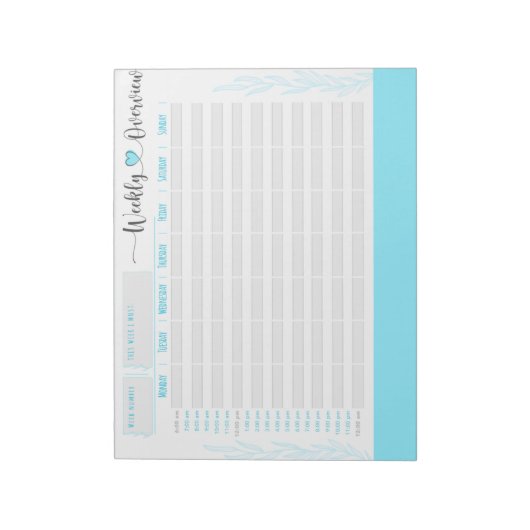 Blauwe planner en organisator, uur per uur notitieblok (Gedraaid)