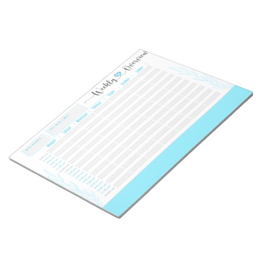 Blauwe planner en organisator, uur per uur notitieblok (Schuin)